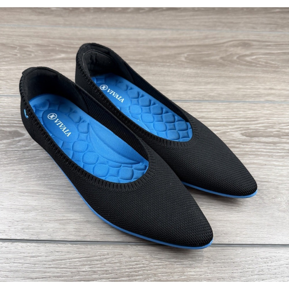 Vivaia Women's Aria Walked Pointed Toe Ballet Flats Black Size 41 US 10